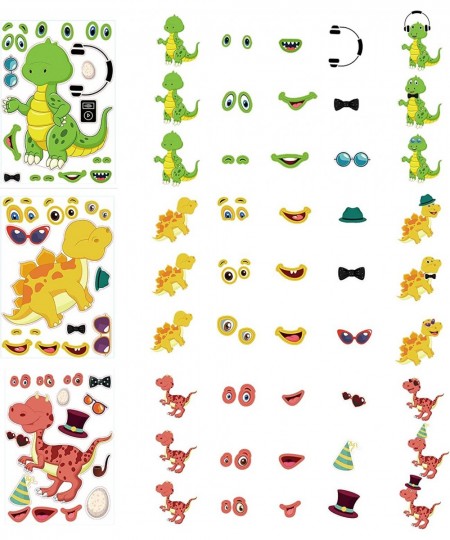 36PCS Dinosaur Make a face Stickers Make a Dinosaur Stickers for Kids Make Your Own Dinosaur Stickers Dinosaur Stickers Dinos...