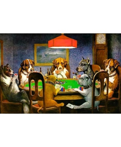 Classic Jigsaw Puzzles 1000 Pieces Adults Puzzles Wooden Puzzles Dogs Playing Poker DIY Modern Home Decor 30x20in/75x50cm $41...