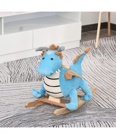 Kids Plush Ride-On Rocking Horse Toy Dinosaur Ride Rocking Chair with Realistic Sounds for18-36 Months Blue $115.79 - Rocking...