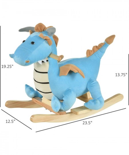 Kids Plush Ride-On Rocking Horse Toy Dinosaur Ride Rocking Chair with Realistic Sounds for18-36 Months Blue $115.79 - Rocking...