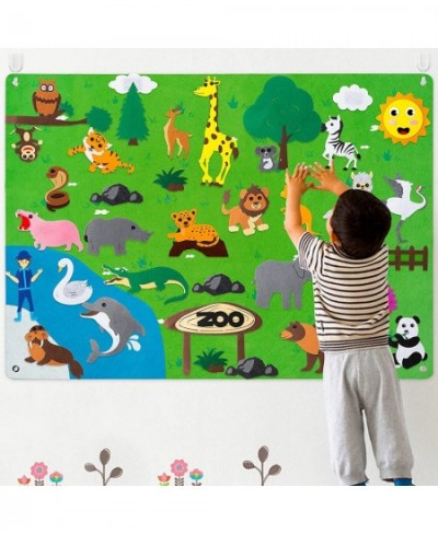 Zoo Animal Felt Story Board Set 3.5Ft 42Pcs Preschool Safari Themed Storytelling Flannel Jungle Wild Woodland Animals Early L...