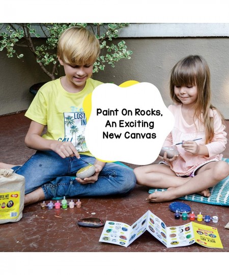 Rock Art Kit | Creative Reusable Rock Painting Kit for Kids | Indoor Art & Craft Kit with Paints & Paintbrush | Birthday Gift...