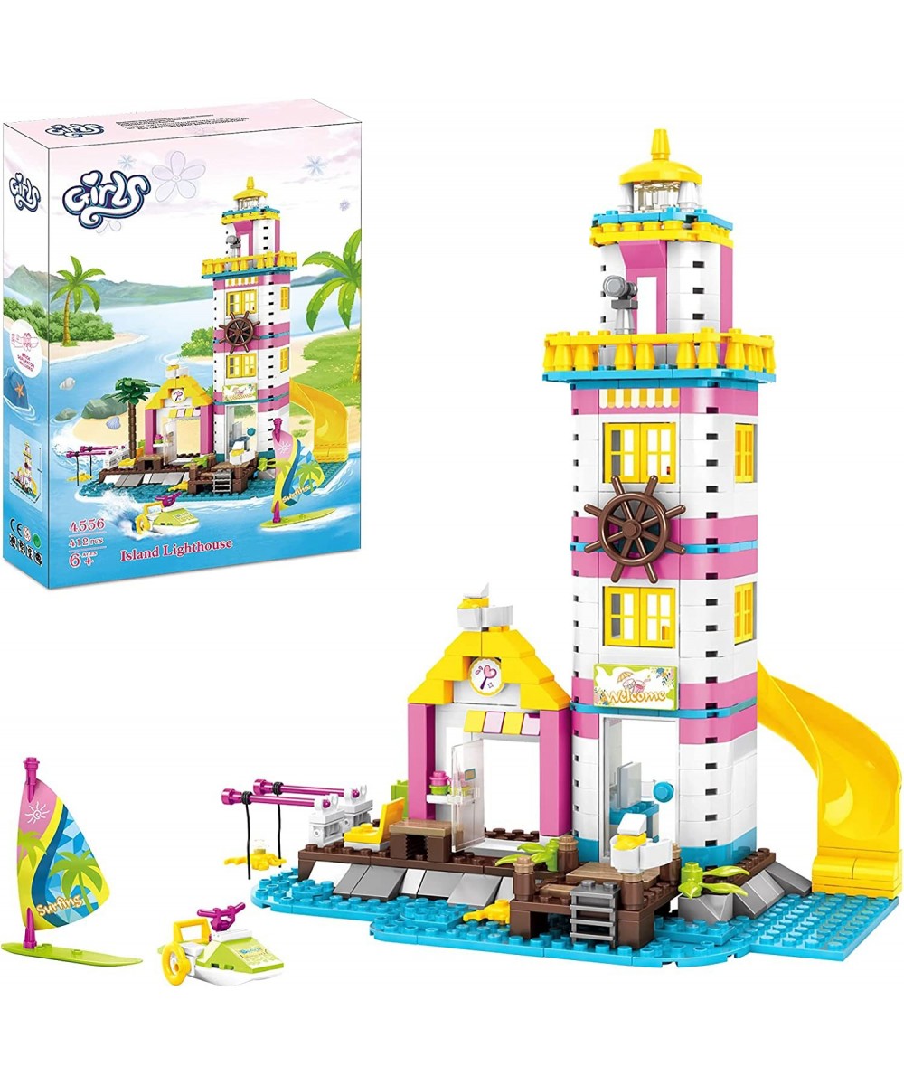 Girls Friends Lighthouse Building Toys Seaside Villa Building Sets 412 Pieces Beach Fun with Friends Fishing Surfing Summer H...