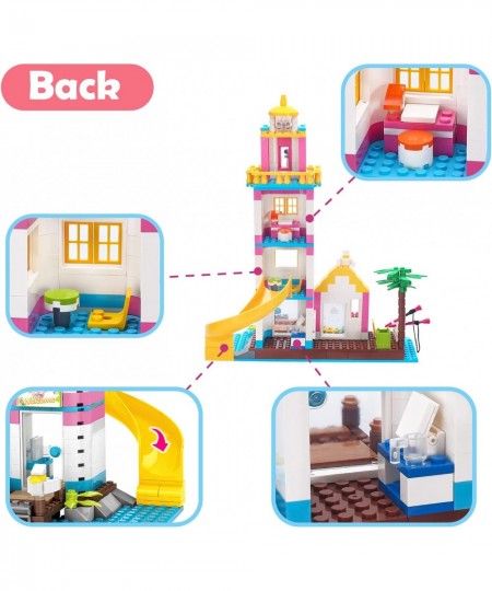 Girls Friends Lighthouse Building Toys Seaside Villa Building Sets 412 Pieces Beach Fun with Friends Fishing Surfing Summer H...