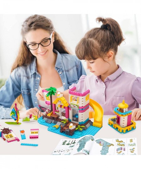 Girls Friends Lighthouse Building Toys Seaside Villa Building Sets 412 Pieces Beach Fun with Friends Fishing Surfing Summer H...