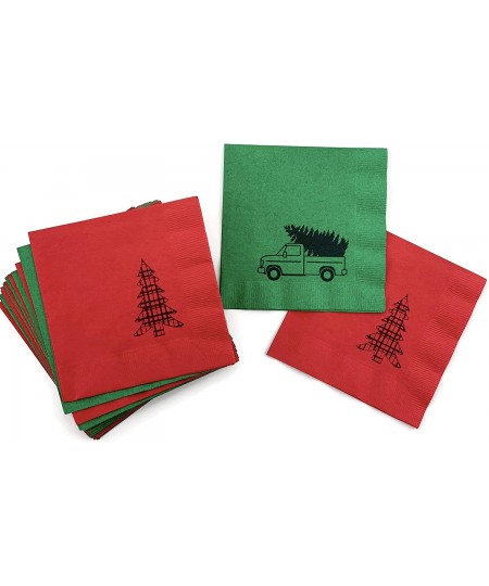 Vintage Red Truck Plaid Christmas Tree Holiday Party Beverage Napkins (24 Set) $17.96 - Kids' Party Tableware