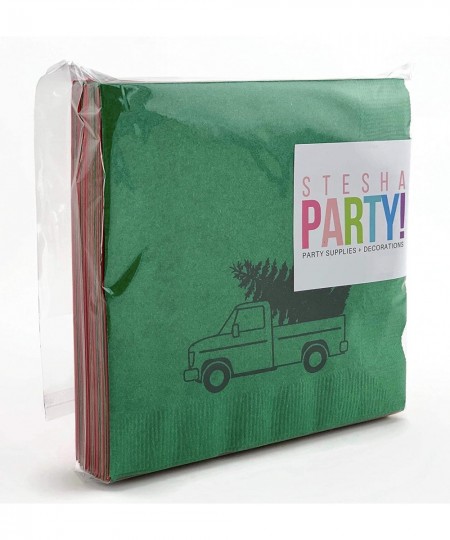 Vintage Red Truck Plaid Christmas Tree Holiday Party Beverage Napkins (24 Set) $17.96 - Kids' Party Tableware