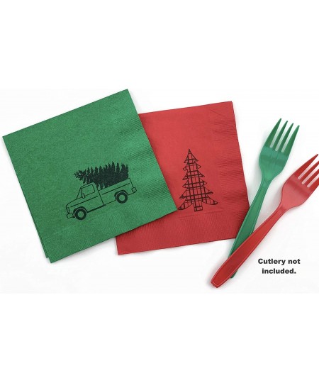 Vintage Red Truck Plaid Christmas Tree Holiday Party Beverage Napkins (24 Set) $17.96 - Kids' Party Tableware