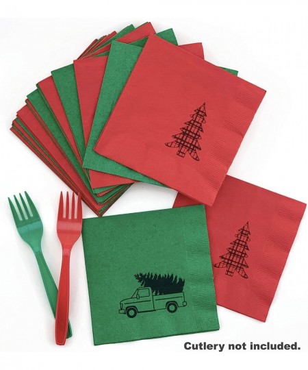 Vintage Red Truck Plaid Christmas Tree Holiday Party Beverage Napkins (24 Set) $17.96 - Kids' Party Tableware