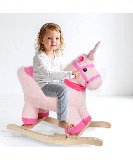 Toys Fancy Unicorn Baby Rocker with Safety Belt and Sound Ride Unicorn Kids Ride on Toy Infant (Boy/Girl) Plush Animal Rocker...