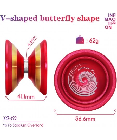 Professional Unresponsive Yoyo Aluminum Metal Yo Yo with Long Rotation System Butterfly Yoyo Ball for Kids and Adults with Yo...