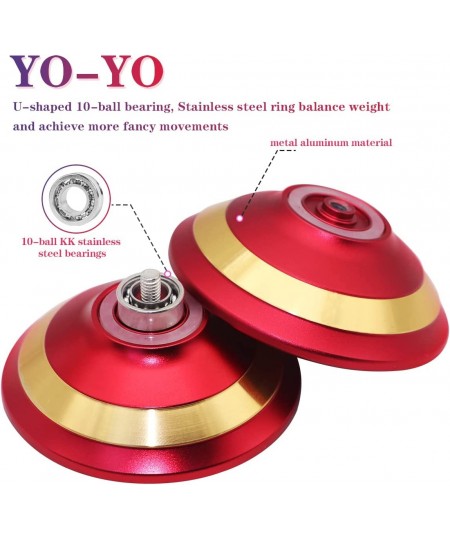 Professional Unresponsive Yoyo Aluminum Metal Yo Yo with Long Rotation System Butterfly Yoyo Ball for Kids and Adults with Yo...