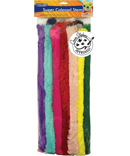 Super Colossal Stems Assorted Bright Hues 18" x 35mm 24 Pieces $40.15 - Craft Pipe Cleaners