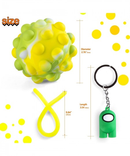 Pop Ball Fidget Toy Pack – Premium Push Toy Set with 3pcs 3D Pop Stress Ball Fidget String and Among It Keychain - Stress Rel...