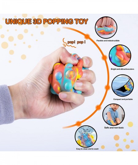 Pop Ball Fidget Toy Pack – Premium Push Toy Set with 3pcs 3D Pop Stress Ball Fidget String and Among It Keychain - Stress Rel...