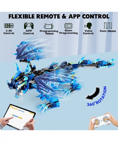 Remote & APP Control Dragon Building Kit STEM Projects for Kids Ages 8-12 Educational Birthday Gifts Toys for 7 8 9 10 11 12-...