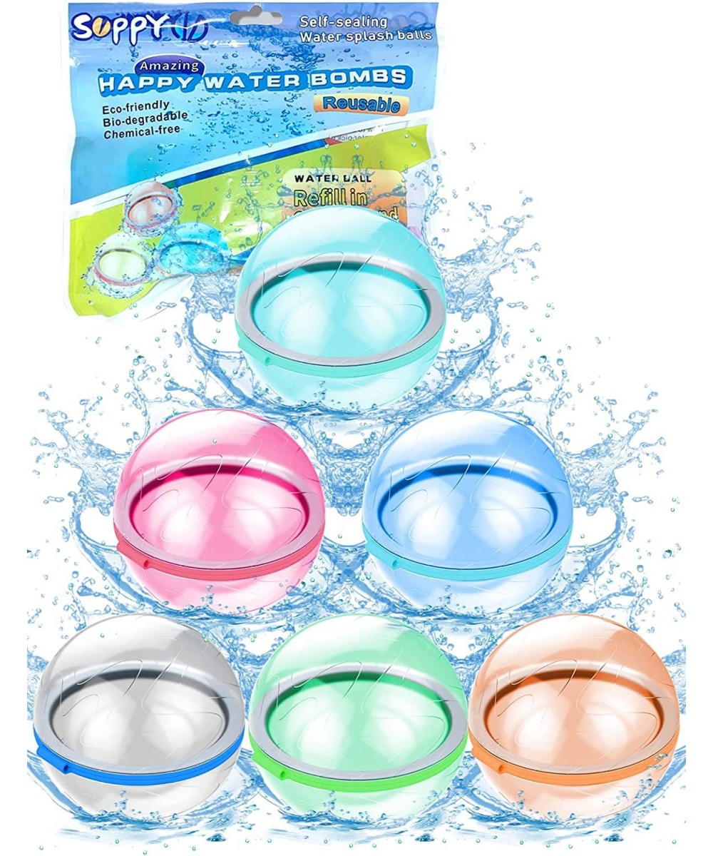 Reusable Water Bombs 6 Pcs Water Balloons Self Sealing 2022 Upgraded Easy Refillable Quick Fill Splash Balls Self Tie for Poo...