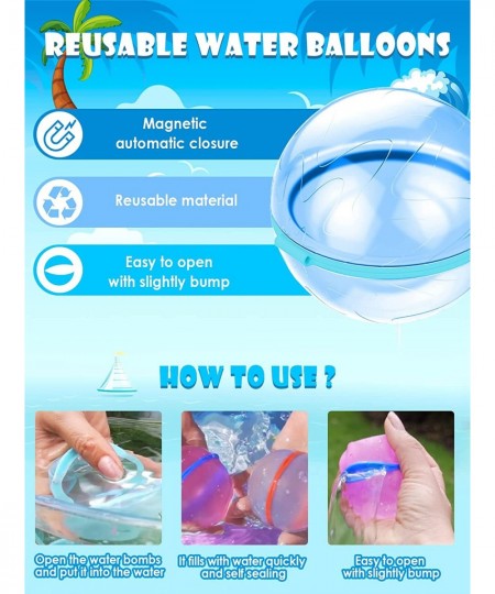 Reusable Water Bombs 6 Pcs Water Balloons Self Sealing 2022 Upgraded Easy Refillable Quick Fill Splash Balls Self Tie for Poo...