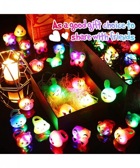 48 Pieces Light Up Rings Bumpy Jelly Rubber Rings Glow in The Dark Party Supplies LED Birthday Party Favors Prize Box Rewards...