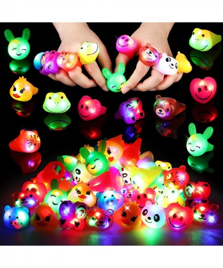 48 Pieces Light Up Rings Bumpy Jelly Rubber Rings Glow in The Dark Party Supplies LED Birthday Party Favors Prize Box Rewards...