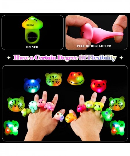 48 Pieces Light Up Rings Bumpy Jelly Rubber Rings Glow in The Dark Party Supplies LED Birthday Party Favors Prize Box Rewards...