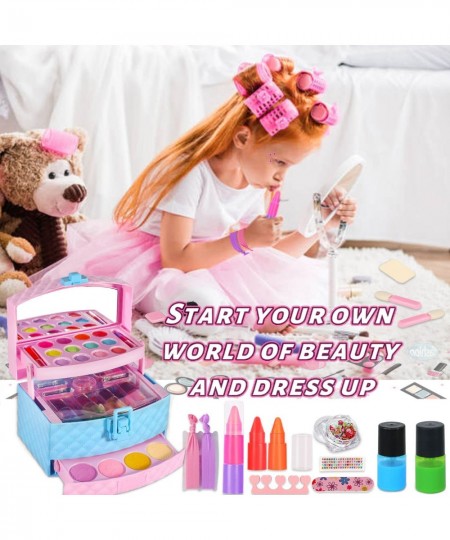 Kids Makeup Kit for Girl Washable Real Safe & Non-Toxic Little Girl Makeup Set Frozen Play Pretend Comestic Set Toddler Girl ...