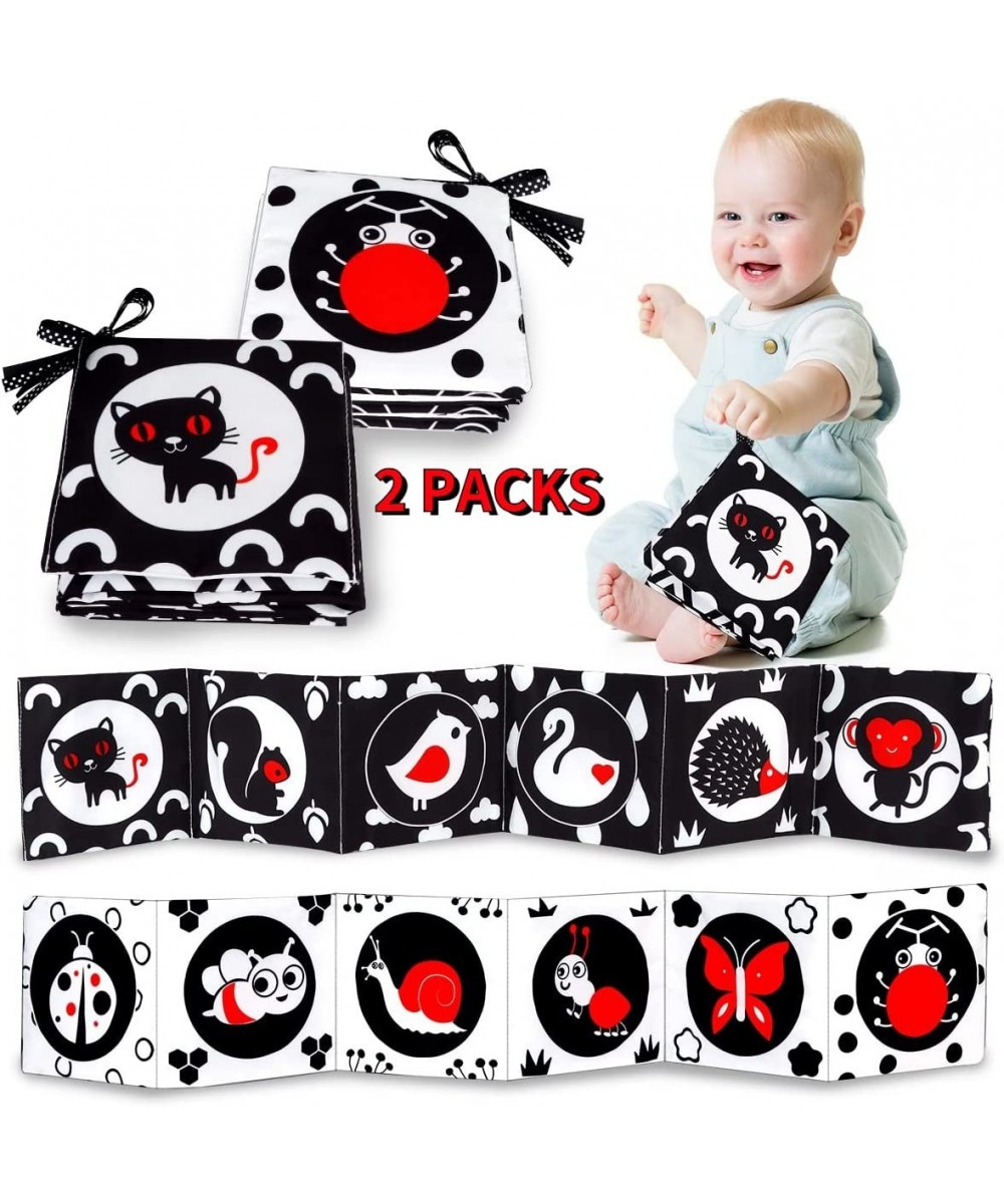 Baby Toys 0-6 Months - Montessori Sensory Toys for Babies 0 3-6 9 Months - 2 Packs Black and White High Contrast Soft Book fo...