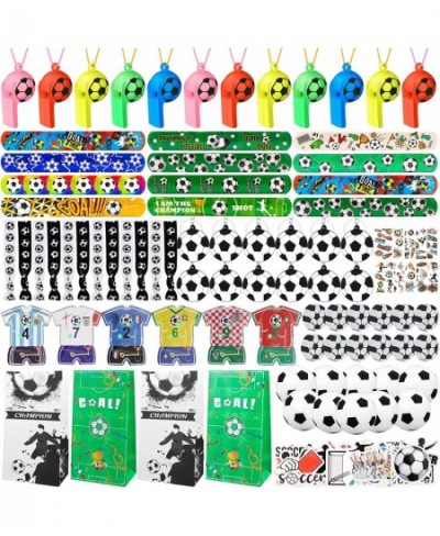 158Pcs Soccer Party Favors with Soccer Party Bags Soccer Whistle Mini Foam Soccer Ball Puzzle Maze Toys Soccer Hair Ties Slap...