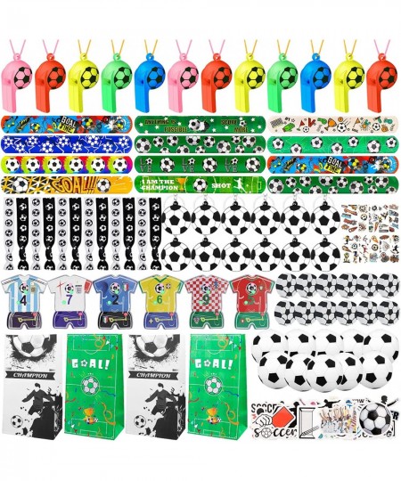 158Pcs Soccer Party Favors with Soccer Party Bags Soccer Whistle Mini Foam Soccer Ball Puzzle Maze Toys Soccer Hair Ties Slap...