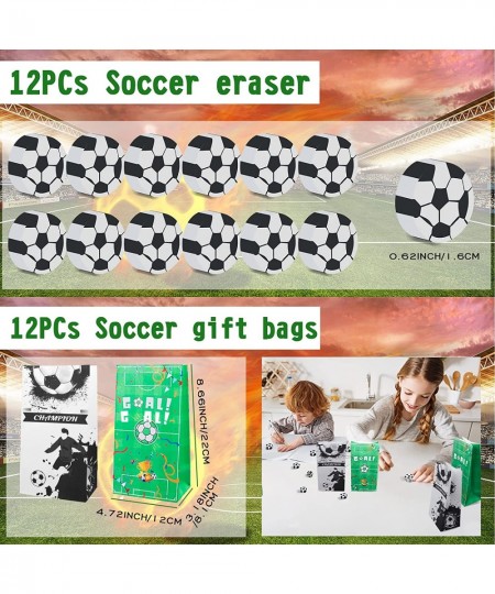 158Pcs Soccer Party Favors with Soccer Party Bags Soccer Whistle Mini Foam Soccer Ball Puzzle Maze Toys Soccer Hair Ties Slap...