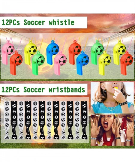 158Pcs Soccer Party Favors with Soccer Party Bags Soccer Whistle Mini Foam Soccer Ball Puzzle Maze Toys Soccer Hair Ties Slap...