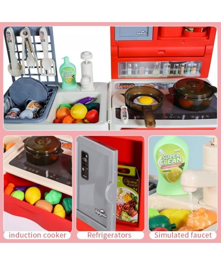 Kitchen Play Set for Kids - 49PCS Pretend Cooking Playset Accessories with Pot and Pan Dish Rack Play Sink Pretend Play Food ...