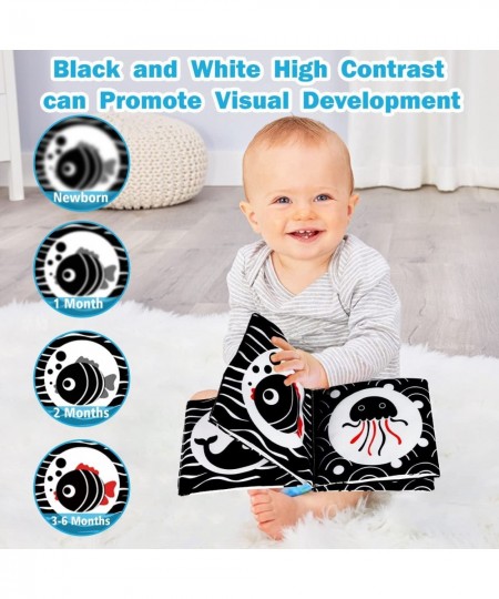 Baby Toys 0-6 Months - Montessori Sensory Toys for Babies 0 3-6 9 Months - 2 Packs Black and White High Contrast Soft Book fo...