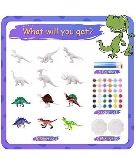 60Pcs Dinosaur Painting Kits for Kids DIY Arts Crafts and Supplies Set Painting Kit Kids Educational Set Toys 4 5 6 7 8 Years...