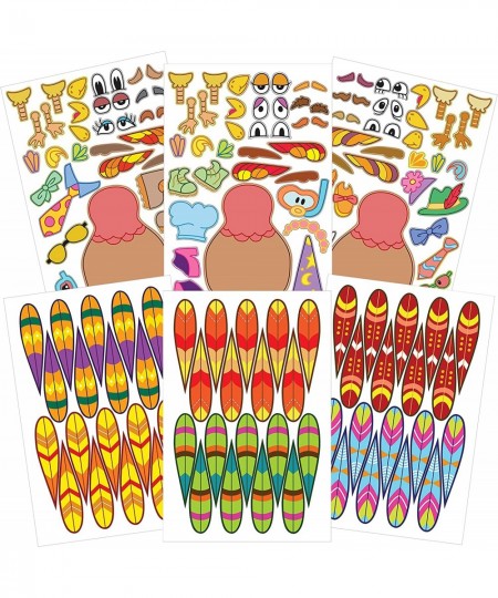 36 Pcs Thanksgiving Make-a-Turkey Sticker Crafts for Kids DIY Turkey Stickers with Different Designs Thanksgiving Activities ...