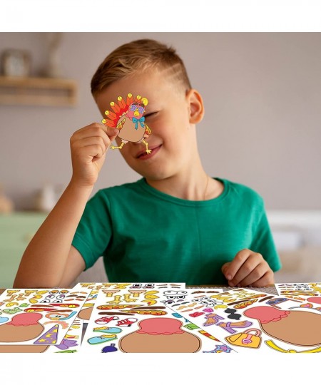 36 Pcs Thanksgiving Make-a-Turkey Sticker Crafts for Kids DIY Turkey Stickers with Different Designs Thanksgiving Activities ...