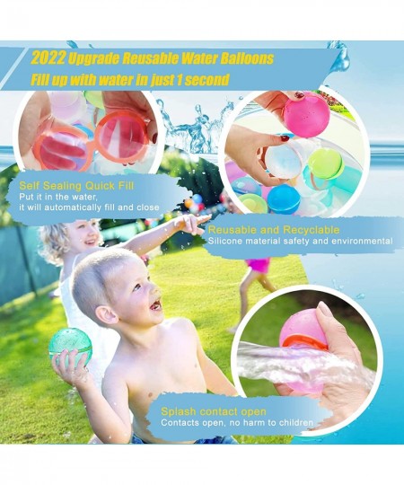 Reusable Water Balloons 2022 Upgrade Refillable Water Balloons Self Sealing Quick Fill for Kids Water Bombs Splash Balls for ...