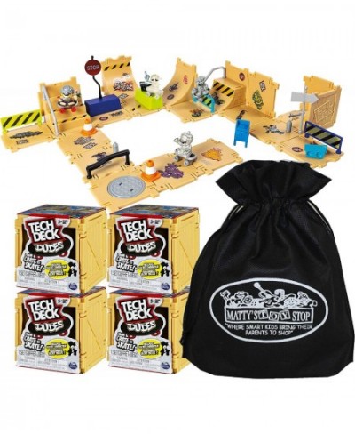 TECH Dudes SK8 Crate Skate Parks with Mystery Dudes Complete Set with Storage Bag - 4 Pack (Dudes Styles are Assorted & Will ...