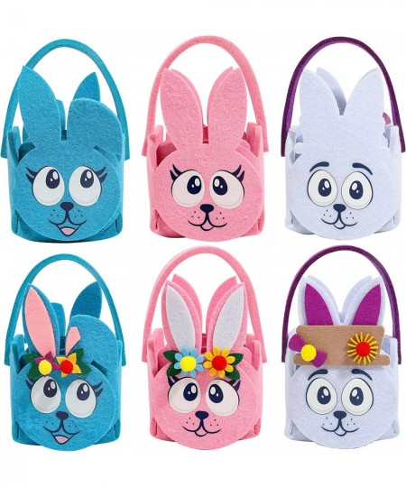 3 Pcs Easter Baskets Craft Kits DIY Felt Baskets Kit with Detachable Ornaments Bunny Egg Tote Bags with Handle for Easter Egg...