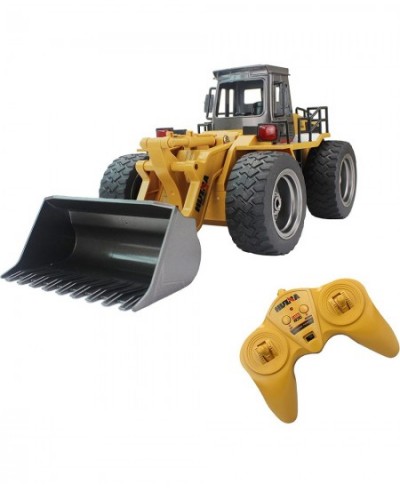 RC Truck Alloy Shovel Loader Tractor 2.4G Radio Control 4 Wheel Bulldozer 4WD Front Loader Construction Vehicle Electronic To...