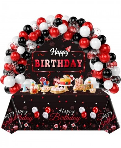 Black and Red Birthday Decorations Confetti Balloons Kit 57 Pieces Birthday Photography Backdrop Banner Tablecloths for Boys ...