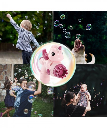 Automatic Unicorn Bubble Gun for Kids Bubble Gun Gatling Machine with Light & 9 Hole Birthday Gifts for Boys and Girls Summer...