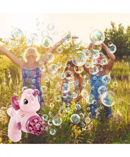 Automatic Unicorn Bubble Gun for Kids Bubble Gun Gatling Machine with Light & 9 Hole Birthday Gifts for Boys and Girls Summer...