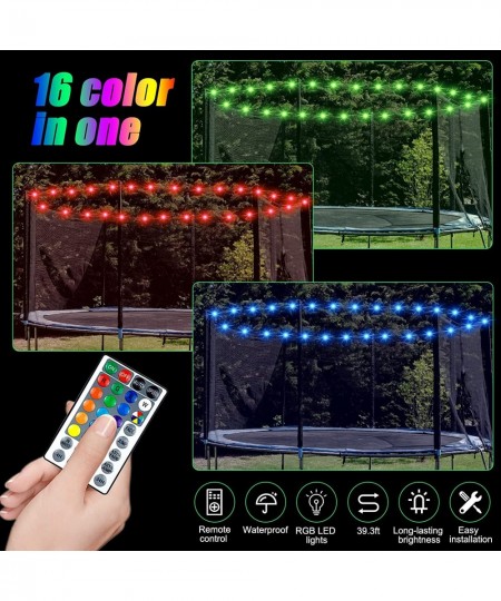 LED Trampoline Lights 32.8ft 120 Led Remote Control Trampoline Rim LED Light 16 Color Changing 8 Modes Waterproof Led Wire Li...