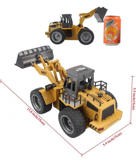 RC Truck Alloy Shovel Loader Tractor 2.4G Radio Control 4 Wheel Bulldozer 4WD Front Loader Construction Vehicle Electronic To...