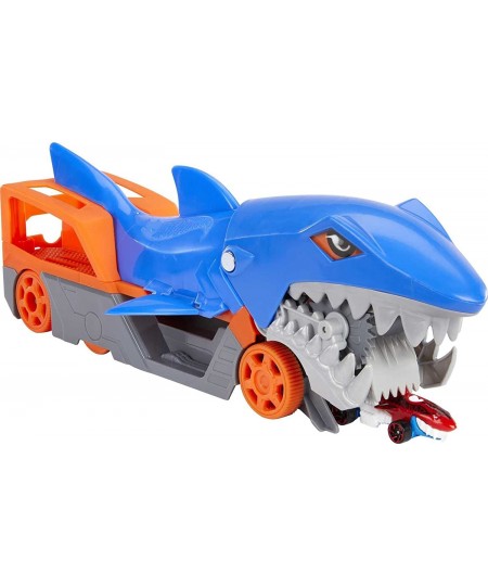 Shark Chomp Transporter Playset with One 1:64 Scale Car for Kids 4 to 8 Years Old Shark Bite Hauler Picks Up Cars in Its Jaws...