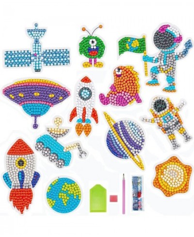 19 Pieces Diamond Painting Kit for Kids Diamond Painting Stickers Space Astronaut Theme 5D DIY Gem Point Drill Stickers Diamo...