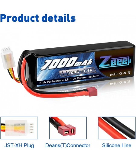 11.1V 3S Lipo Battery 100C 7000mAh Deans Connector Soft Case with Metal Plates for RC Car Truck Tank Racing Models $88.56 - H...