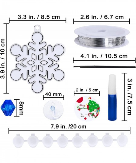 24 Sets Snowflake Suncatchers Ornaments Decorations DIY Window Paint Art Suncatchers Christmas Craft Kits Hanging Snowflake S...