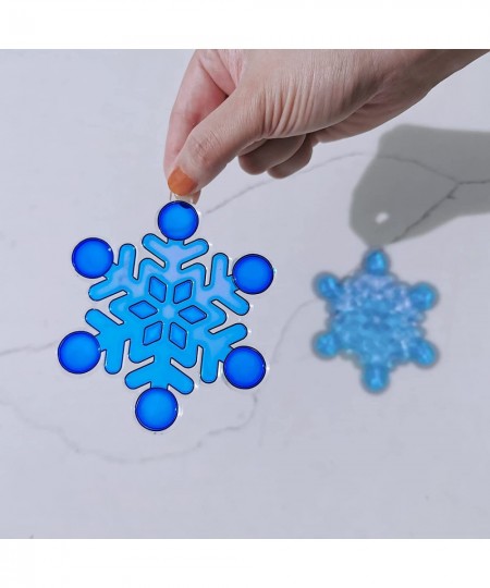 24 Sets Snowflake Suncatchers Ornaments Decorations DIY Window Paint Art Suncatchers Christmas Craft Kits Hanging Snowflake S...